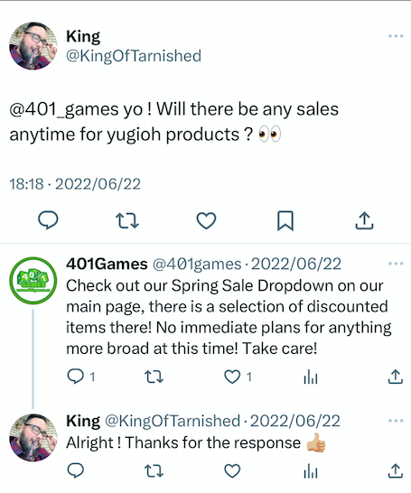 401 Games offers personal replies to customer queries.