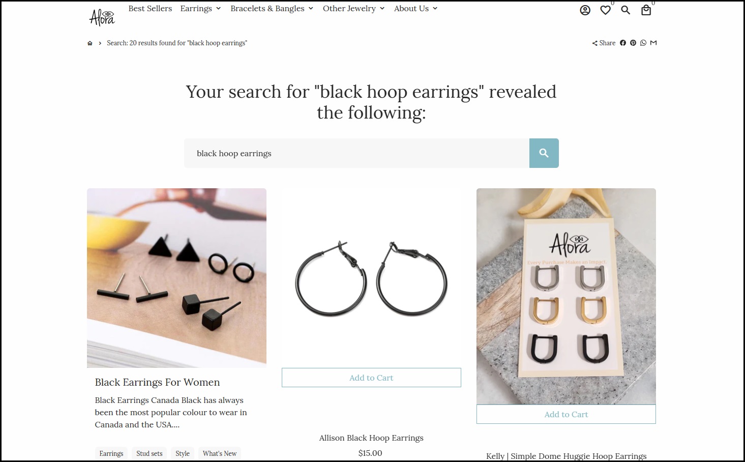 Custom site search_Alora merchandising example