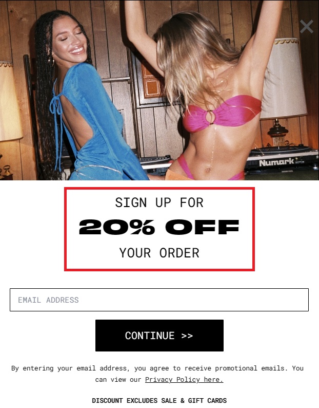 Screenshot of Princess Polly offering a personalized discount during the checkout process