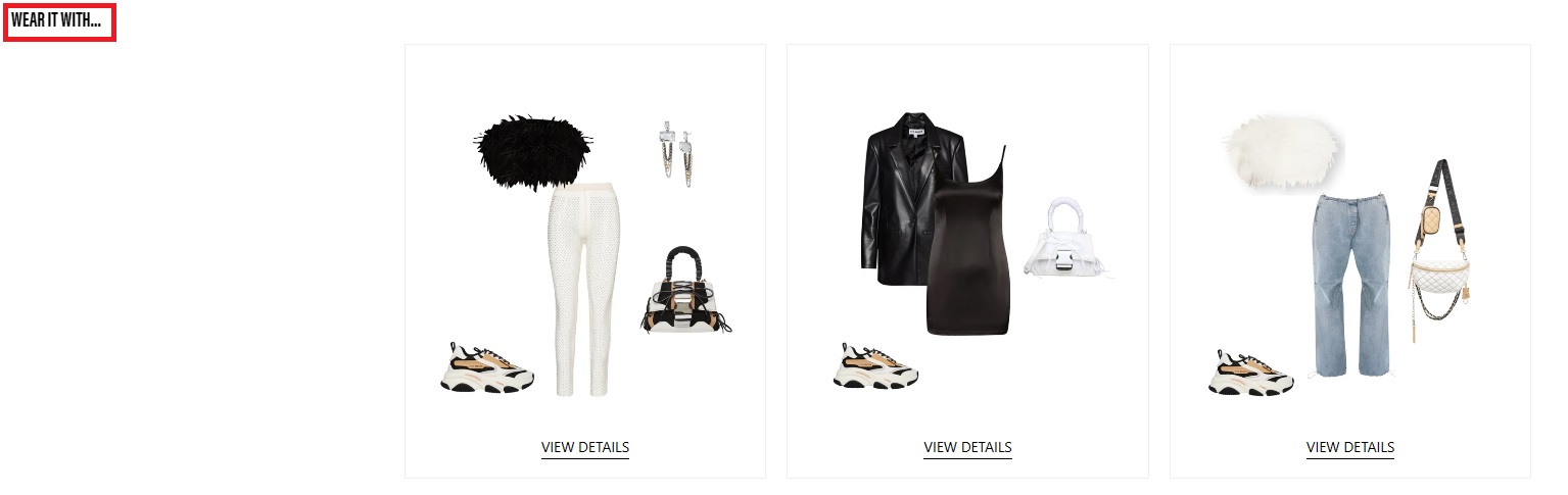 Screenshot of Steve Madden's "Wear It With" section showcasing how to upsell and cross-sell through visual merchandising
