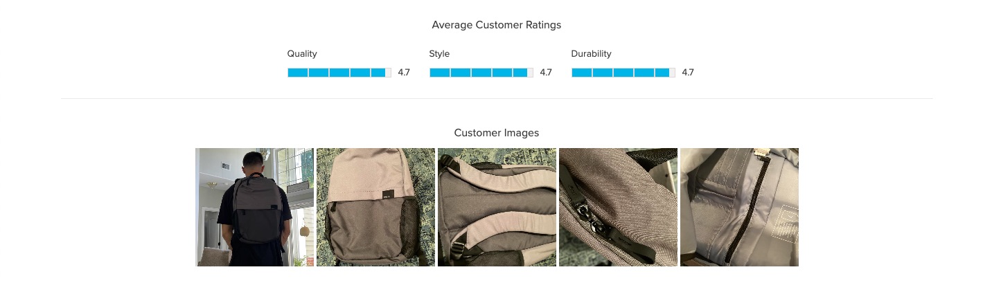 Reviews with images can help increase the credibility of your product.