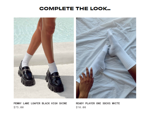 Screenshot of "Complete the Look" section from Princess Polly