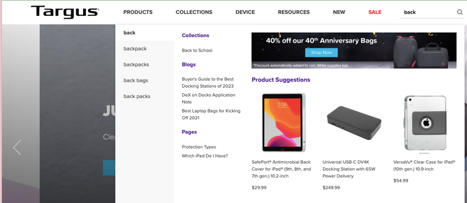 a screen shot of a store page with items on it