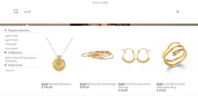 a website page for a jewelry store