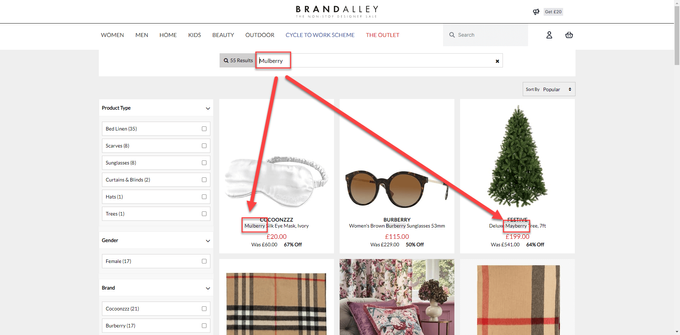 a screenshot of a shop page with a red arrow pointing to the top of