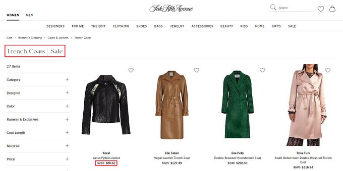 Saks Fifth Avenue Sale Collection
