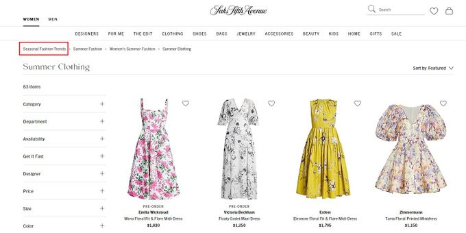 Saks Fifth Avenue Summer Collection