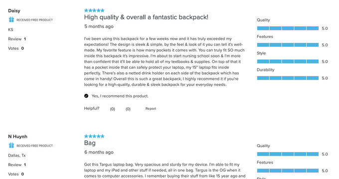 a screenshot of a product text review testimonial