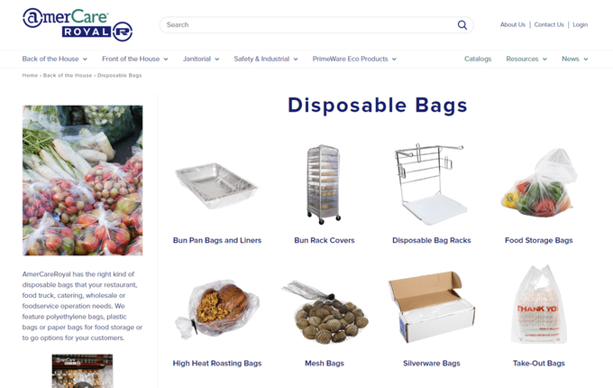 disposable bags with upsells from search engine