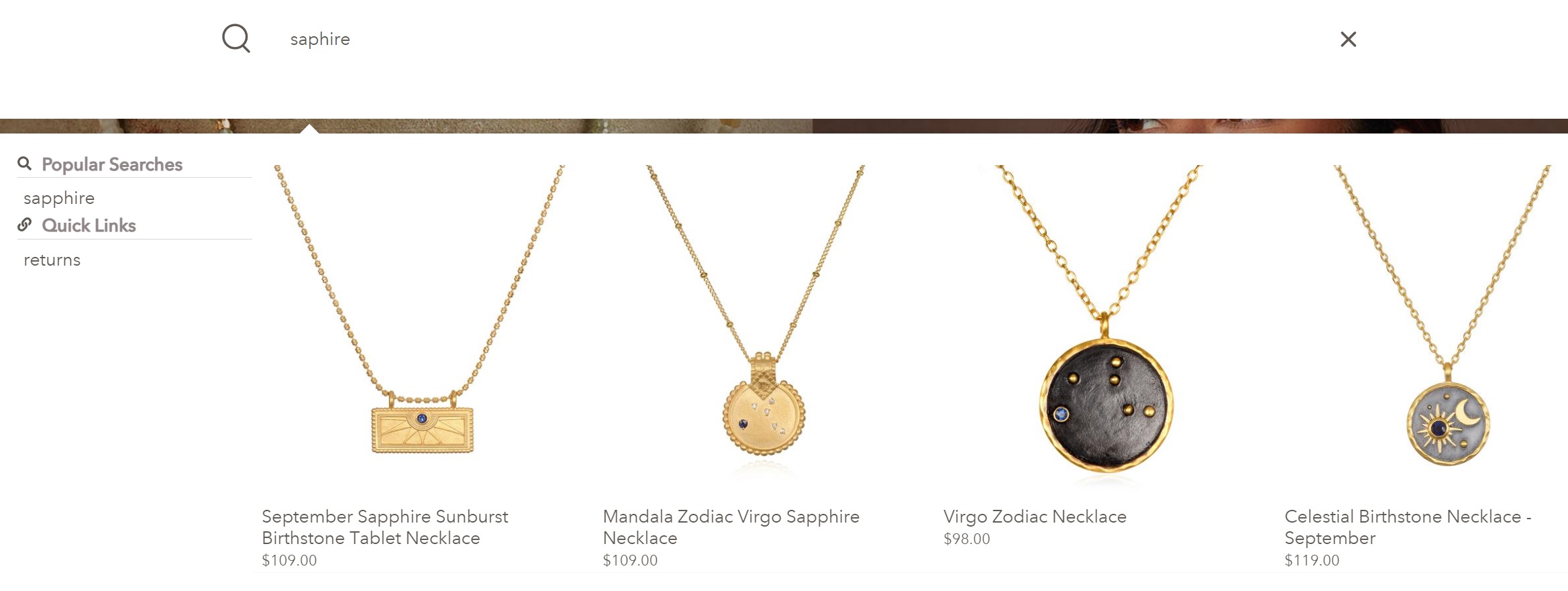 a screen shot of a jewelry store website