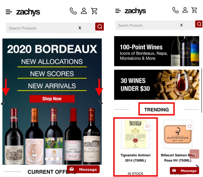 Zachys uses different grid layouts that are easy to navigate.